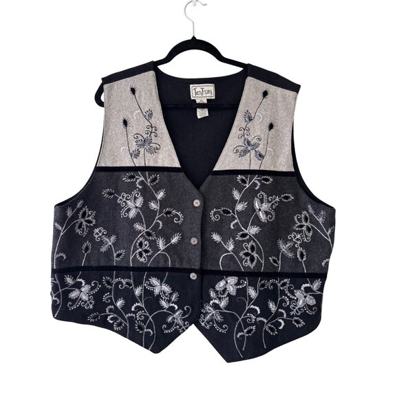 Tantrums Womens Floral Embroidered Wool Blend Vest 3X - Picture 12 of 13